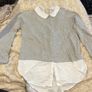 Sweater top with button down illusion